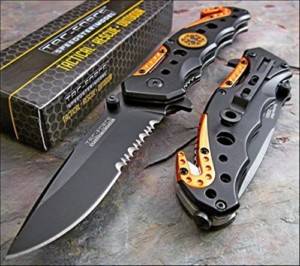 TAC-FORCE Spring Assisted Opening EMT EMS ORANGE Rescue Folding Pocket Knife